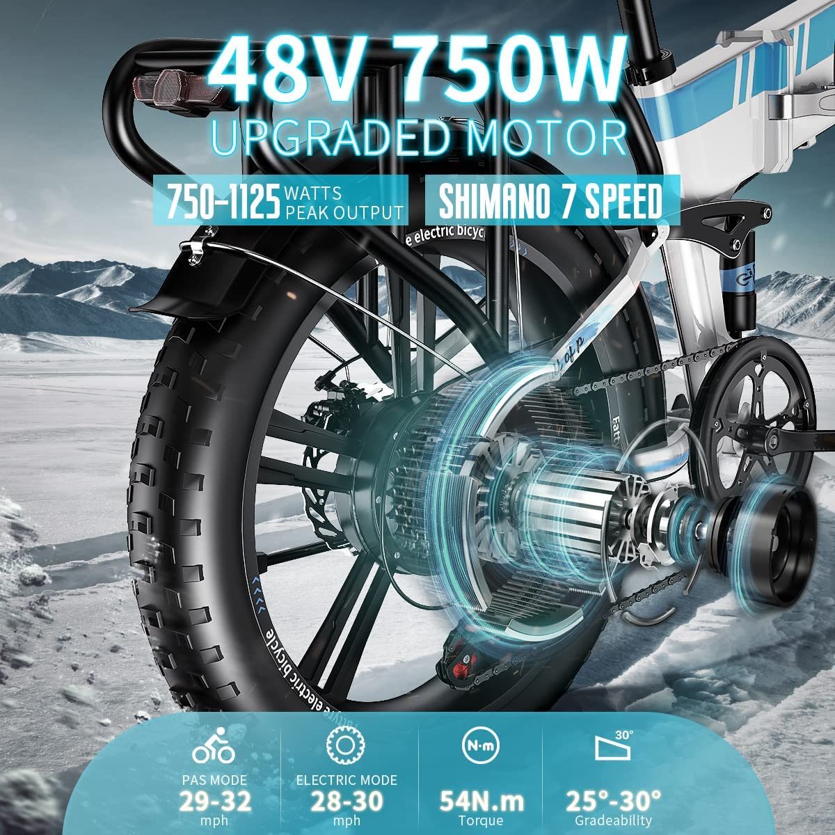 Auloor Foldable Electric 20'x4' Fat Tire