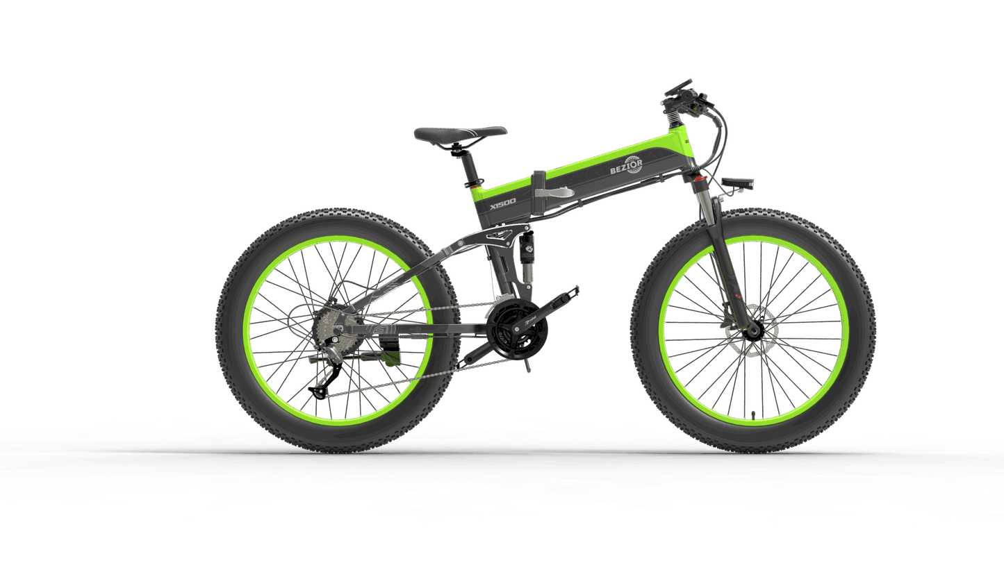 Bezior X1500 Full Suspension 1500W Motor 48V 26inch Wheel Foldable Electric Bike