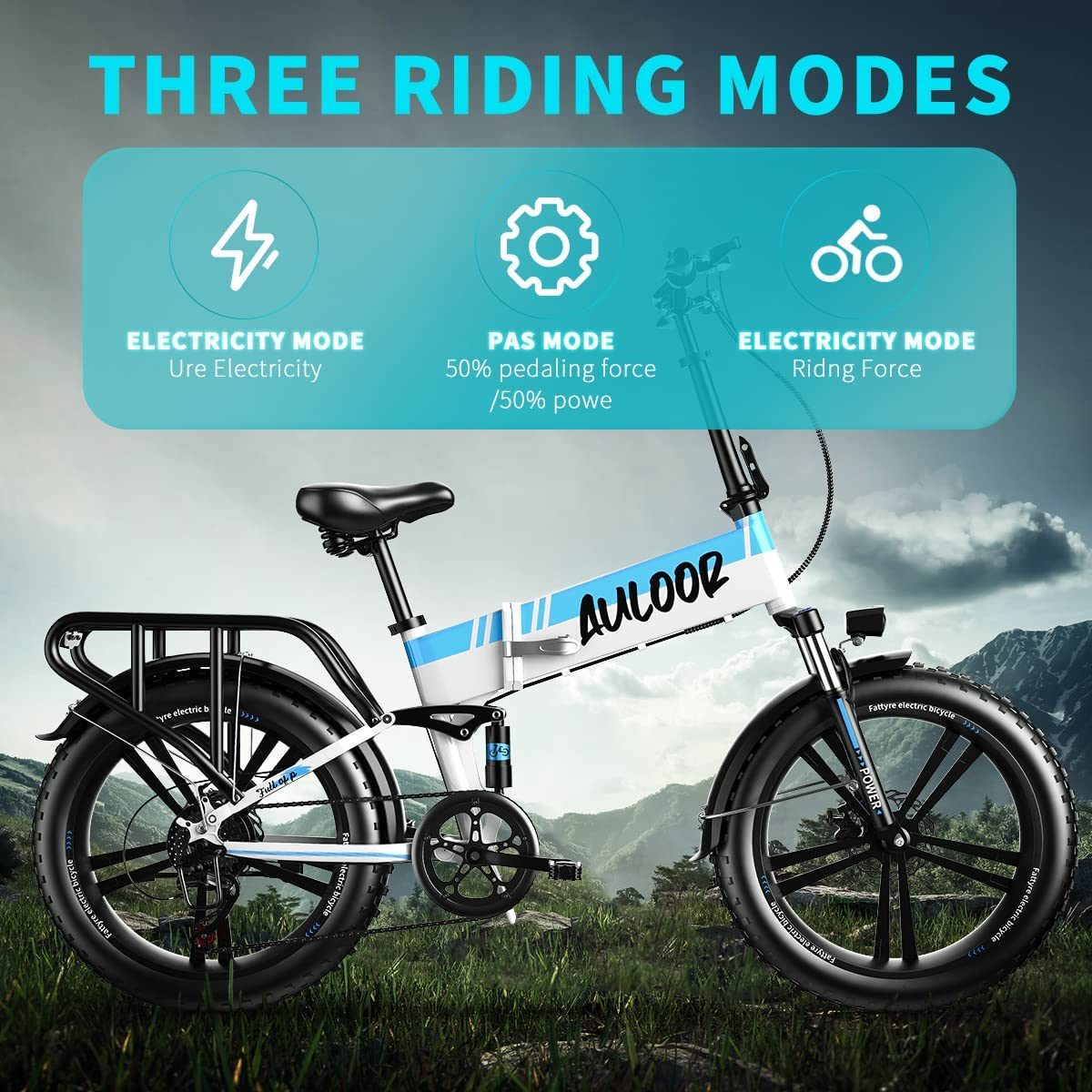 Auloor Foldable Electric 20'x4' Fat Tire